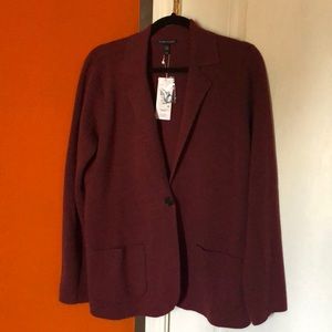 Eileen Fisher MERINO BLEND NOTCH COLLAR CARDIGAN